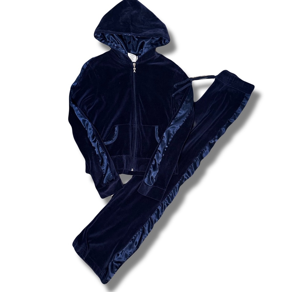 Vintage Y2K Self Esteem Navy Blue velour tracksuit set